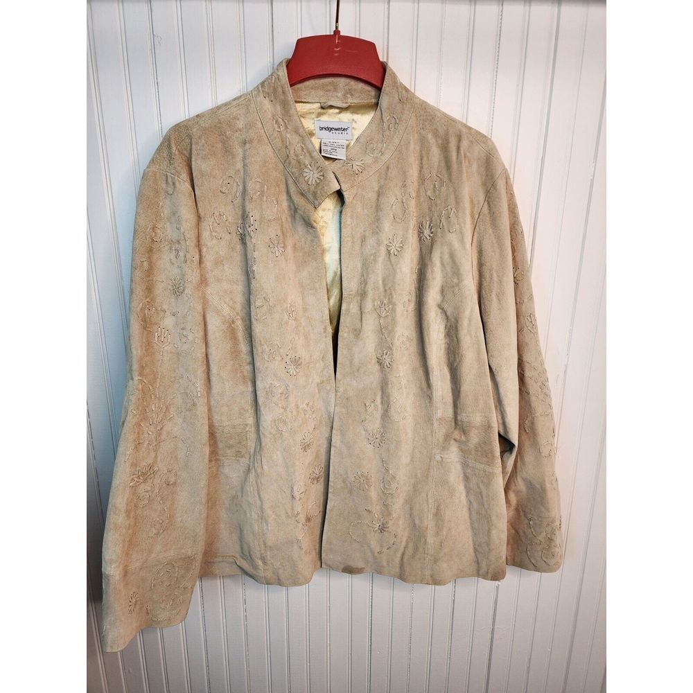 Bridgewater Studio Tan Suede Leather Jacket Women's  26W Lined‎ Plus Size